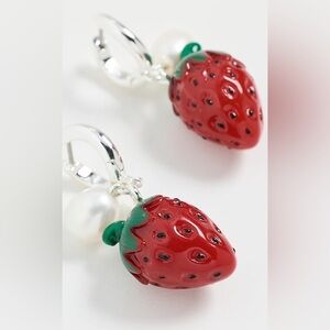 Tory Burch Charm Earrings Strawberry and Pearl